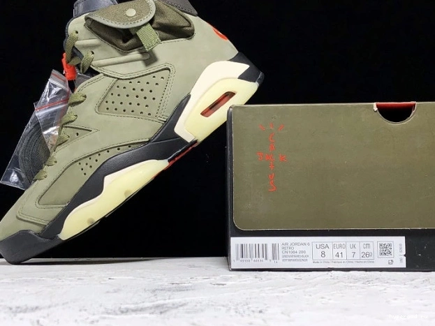 Olive x Jordan Scott 6 Air CN1084-200 Medium Travis 0629